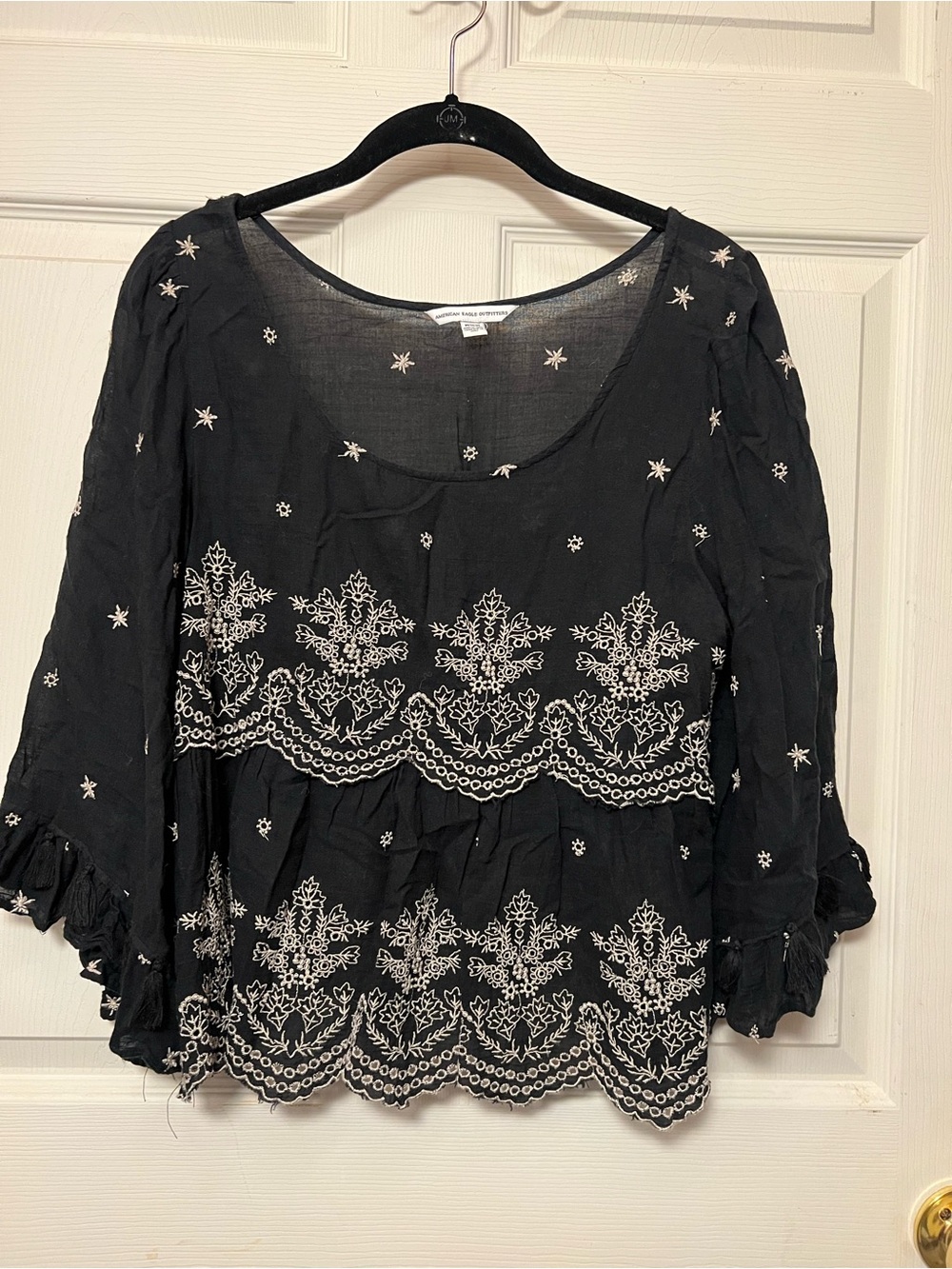 American eagle boho Embroidered Navy Peasant Top - Women - Picture 2 of 6
